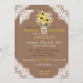 Kant Mason Jar Zonnebloem Rustiek Vrijgezellenfees Kaart (Voorkant / Achterkant)