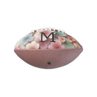 Kant met monogram bloemig roze pastel kersenbloese american football