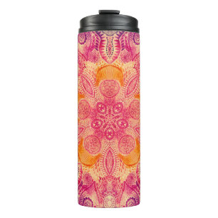 Kant Ornament Mandala: Ronde Waterverf Ontwerp Thermosbeker