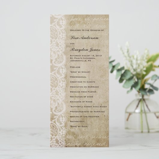  kant oude wereld bruiloft programma (Staand voorkant)