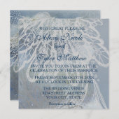 Kant paar silhouet blauw bruiloft kaart (Voorkant / Achterkant)