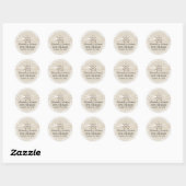 Kant rand, beige lint bruiloft Save the Date Ronde Sticker (Vel)