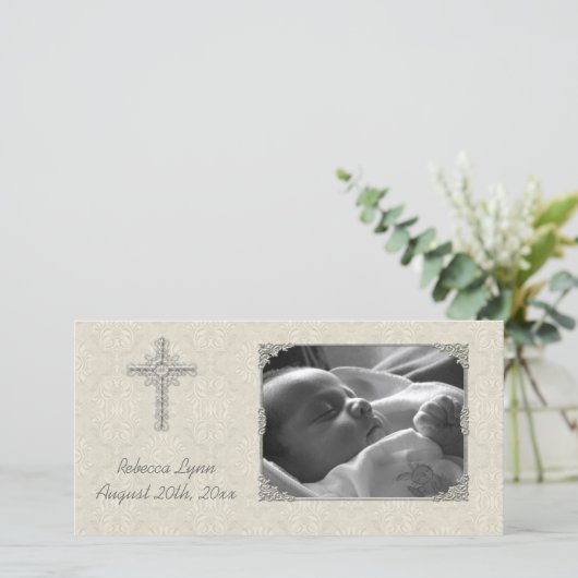 Kant Religieuze Fotokaart in Crème Aankondiging (Staand voorkant)