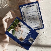 Kant Royale Blauwe Oude Geld Foto QR Code Huwelijk