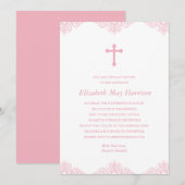  kant | Roze meisjes Baptism/Christening Kaart (Voorkant / Achterkant)