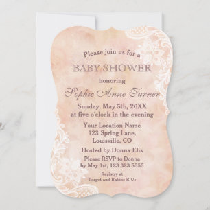  kant Rozen Oud papier Baby shower Uitnodigen Kaart