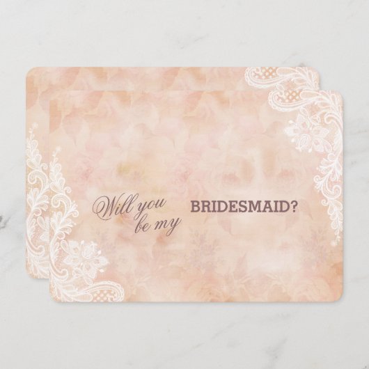 Kant Rozen Oude Papier Bruiloft Bruidsmeisje Kaart (Voorkant / Achterkant)