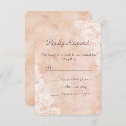  kant Rozen Oude papieren bruiloft RSVP Uitnodigen (Voorkant / Achterkant)