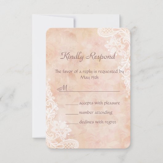 kant Rozen Oude papieren bruiloft RSVP Uitnodigen (Voorkant)