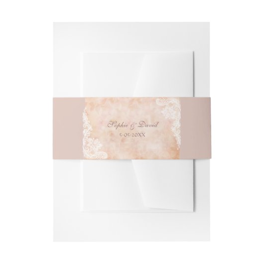  kant Rozen Oude papieren bruiloft Uitnodigingen Wikkel (Voorkant Voorbeeld)