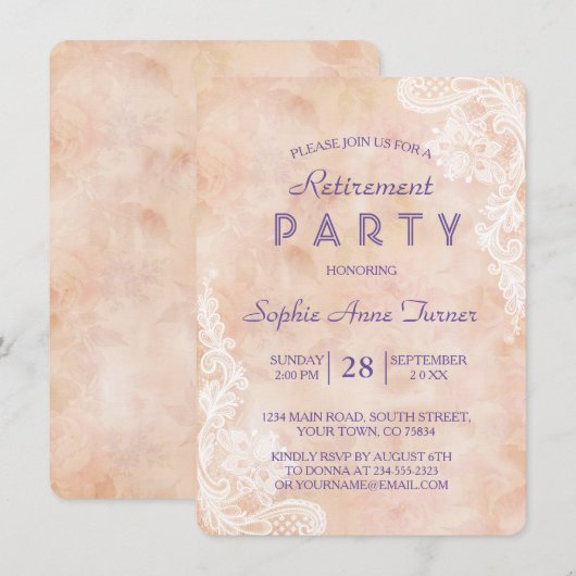  kant Rozen oude papieren pensioenfeest Kaart (Voorkant / Achterkant)