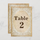 Kant Rustieke Romance Tafelnummer Kaart (Voorkant / Achterkant)