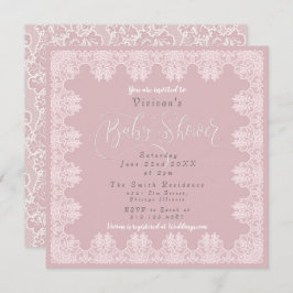 Kant  Shabby Chic Roze Baby shower Kaart