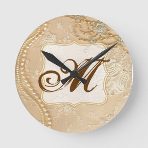 kant sieraden Monogram Initiaal wandklok Ronde Klok