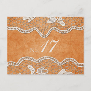 Kant Textuur op Sinaasappel Tangerine Tafel Nummer Briefkaart