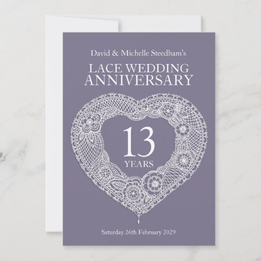 Kant trouw hart 13 jaar feest uitnodigingen (Voorkant)