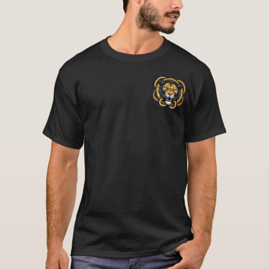 Kant van de Kracht: Zwart Full T-Shirt met Leeuw F (Voorkant)