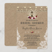 Kant Vintage Jute Snoerlampen Bruiloft Kaart (Voorkant / Achterkant)