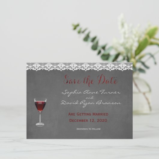 Kant Wijnmakerij Bruiloft SAVE THE DATE Kaart (Staand voorkant)