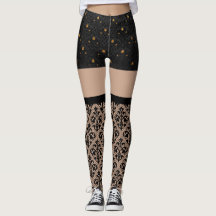 Kant zwart en goud sexy Leggings