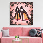 Kant zwarte stiletto canvas afdruk (Insitu (Woonkamer))