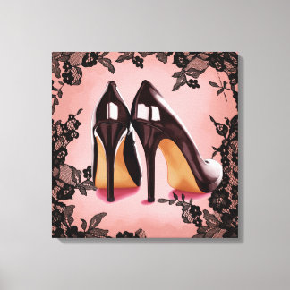 Kant zwarte stiletto canvas afdruk
