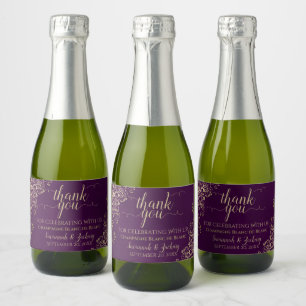Kantachtig Goud op Pruim Paars Trouw Trouwkaart Mi Sparkling Wijnetiket