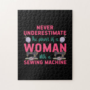 Kantel de kracht van een vrouw met een naaimachine legpuzzel