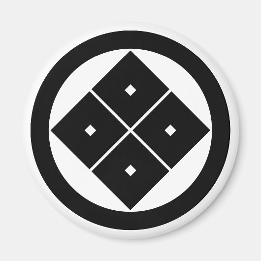 Kantel vier vierkante ogen in een cirkel magneet (Voorkant)