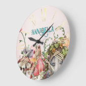 Kantelbare bostuin deur op roze grote klok (Hoek)