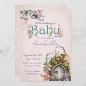 Kantelbare bostuin deur op roze kaart (Voorkant / Achterkant)