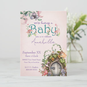 Kantelbare bostuin deur op roze kaart