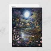 Kantelend landschap van de Fantasy Moonlit Garden Briefkaart (Voorkant / Achterkant)