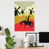 Kanteling bij windmolens Don Quichot Poster (Thuiskantoor)