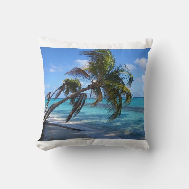 Kantelpalmen - wit kussen (Voorkant)