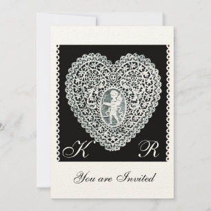 KANTEN HART MONOGRAM viltpapier CUPIDO Kaart