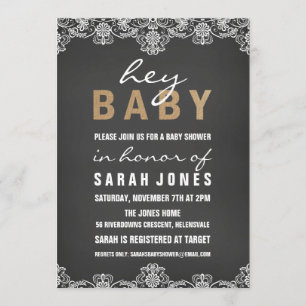 Kanten & Jute Baby Shower Uitnodiging