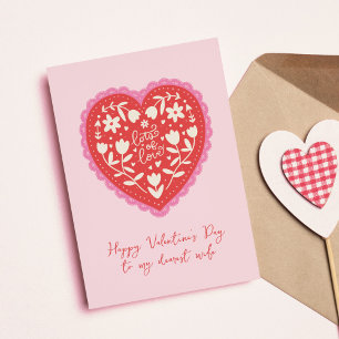Kanten Kleedje Hart Handgetekende Valentijnsdag Feestdagen Kaart