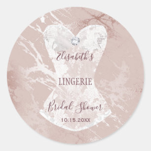 Kanten korset blush zilveren marmeren lingerie fee ronde sticker