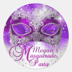 Kanten masker paars zilver masquerade sticker