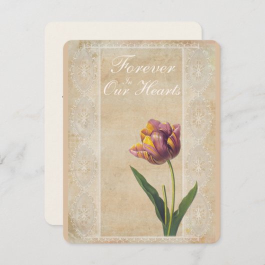kanten tulpen voor altijd in onze harten begrafen kaart (Voorkant / Achterkant)