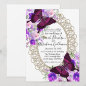 Kanten Vlinders Bruids Uitnodiging (Voorkant / Achterkant)