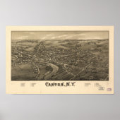 Kanton New York 1885 Antiek Panoramic Map Poster (Voorkant)