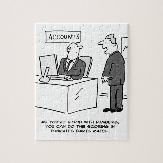 Kantoor accountant gevraagd om score bij een teken legpuzzel (Verticaal)