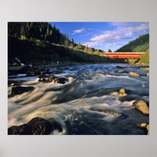 Kantoor bedekte brug de langste in Oregon bij Poster