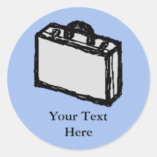 Kantoor Briefcase of Travel Suitcase Sketch. Blauw Ronde Sticker