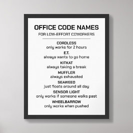 Kantoor-codenamen voor collega's poster