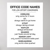 Kantoor-codenamen voor collega's poster (Voorkant)