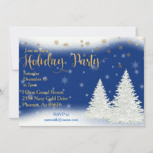 Kantoor Holiday Party Snowflakes Gold Landscape Kaart