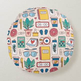Kantoor. Naadloos patroon, textuur, rug Rond Kussen